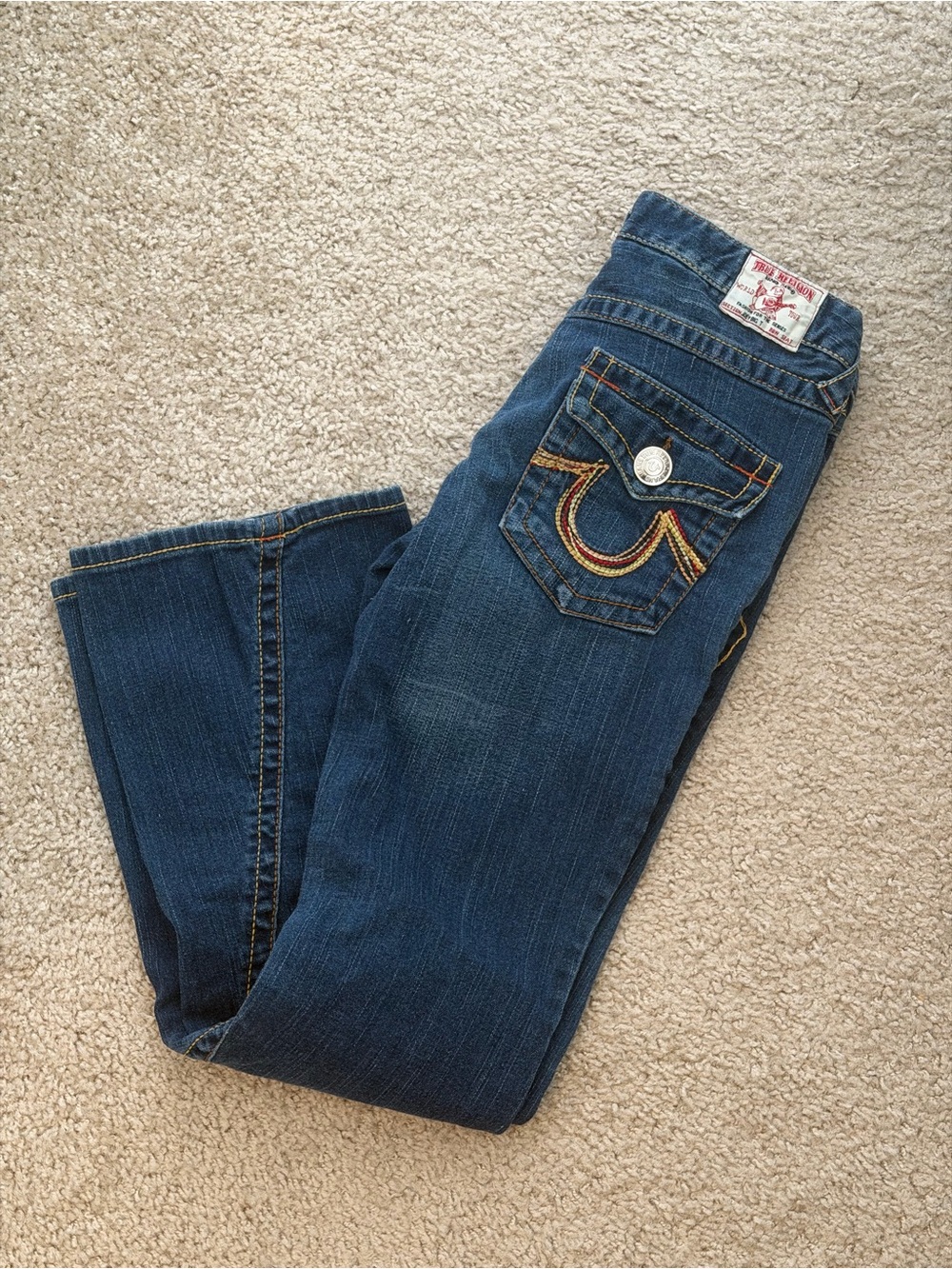 True Religion Women's Indigo Bootcut Jeans with Contrast Stitching